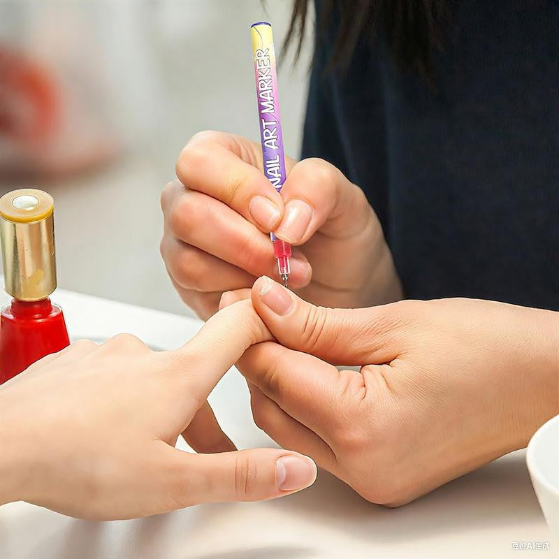 2026 New Nail Art Pens Set, DIY 3D Drawing Painting Liner Markers, Dotting Manicure Tools (1 Set)